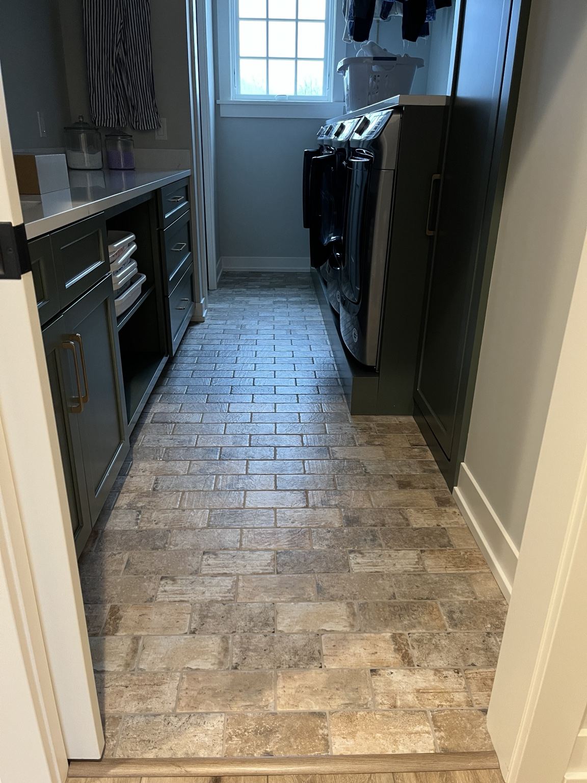 Finished decorative patterned tile floor
